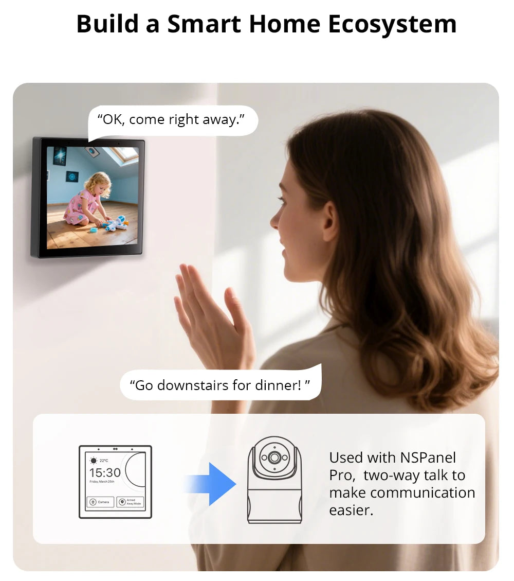 Sonoff Cam PT2 Smart Home Security Camera HD Night Vision Panoramic View Remote Monitoring With Two Way Interaction