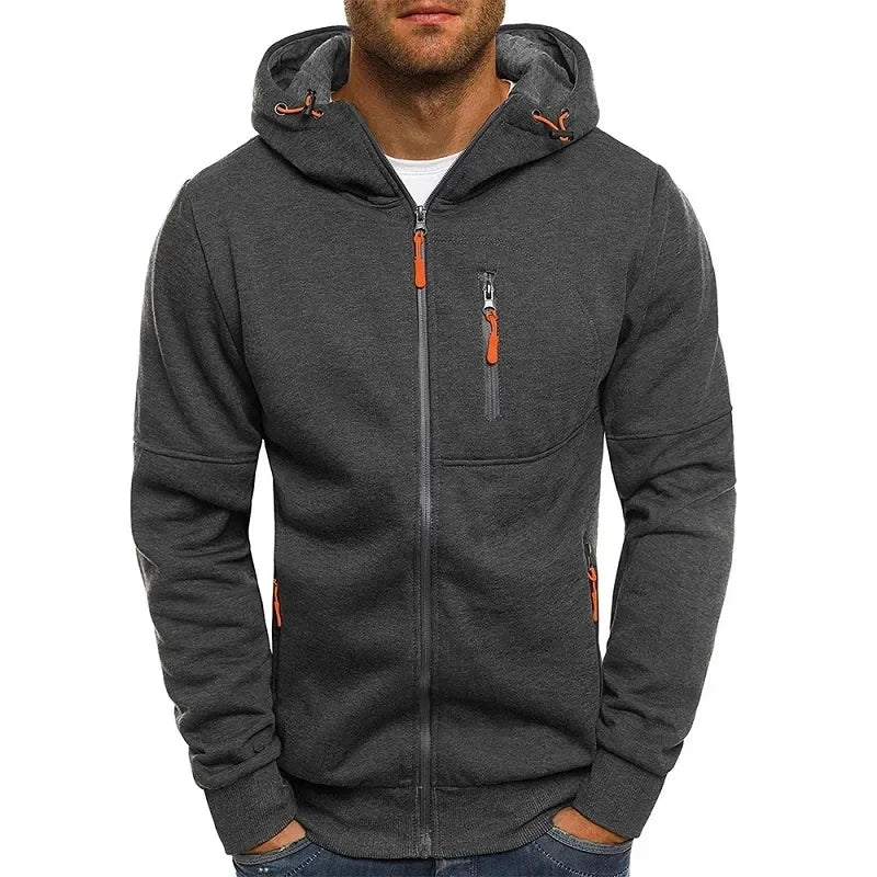 2026 New Men's  Jacket, Long-sleeved, Autumn and Winter Fashion, Sporty and Casual, Zippered Hooded Men's Sweat
