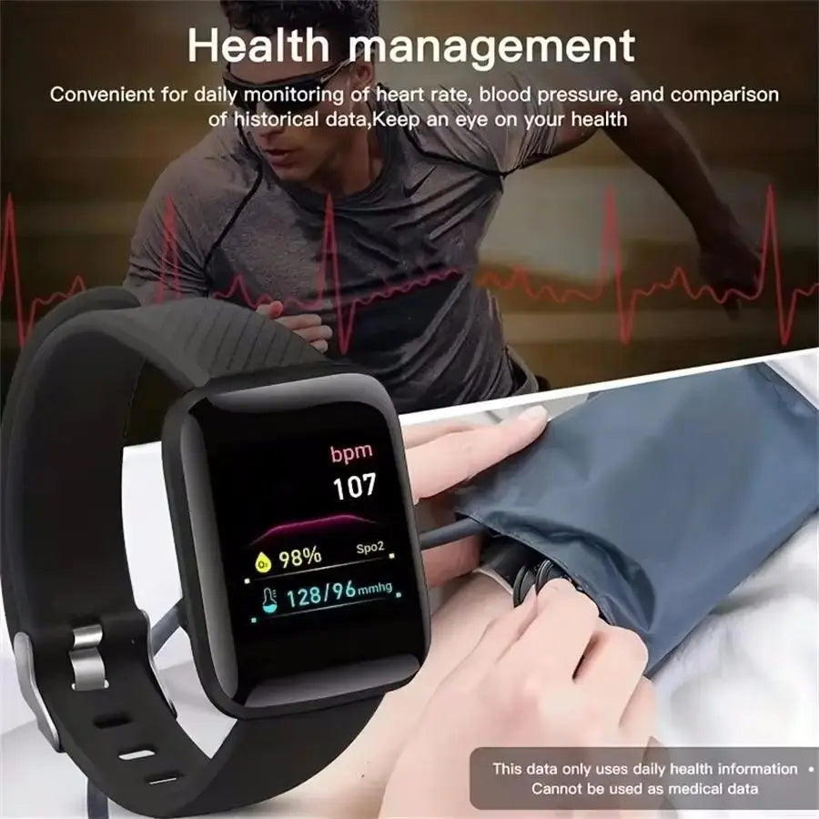 Smart Watch – Fitness Bracelet with Music Control, Message Display, Pedometer, Bluetooth Connect, 116 Smartwatch with Alarm & Weather