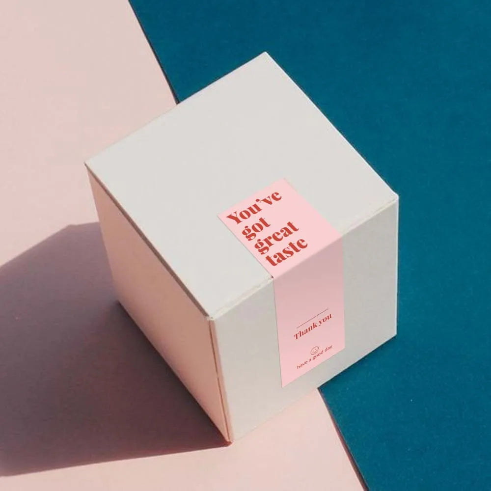 100pcs/roll Thank You Stickers Rectangle Seal Labels This Package Is Happy To See You Too Sticker Gift Box Packaging Decor Label