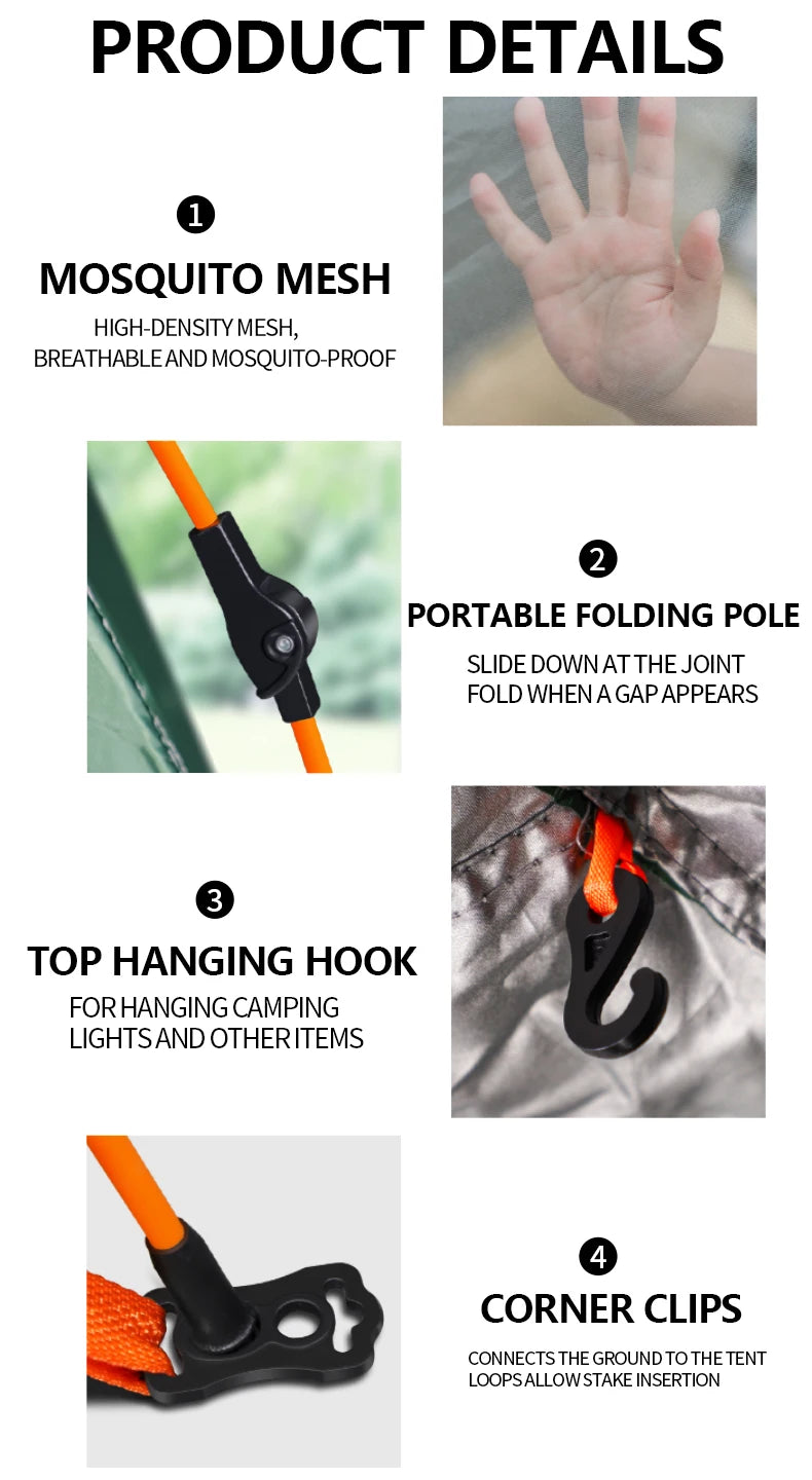 Outdoor Camping Tent Fully Automatic Quick Setup Foldable Double Layer For Overnight Stay