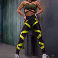 Women’s 2-Piece Mesh Yoga Set - Lace-Up Sports Bra & High Waist Leggings
