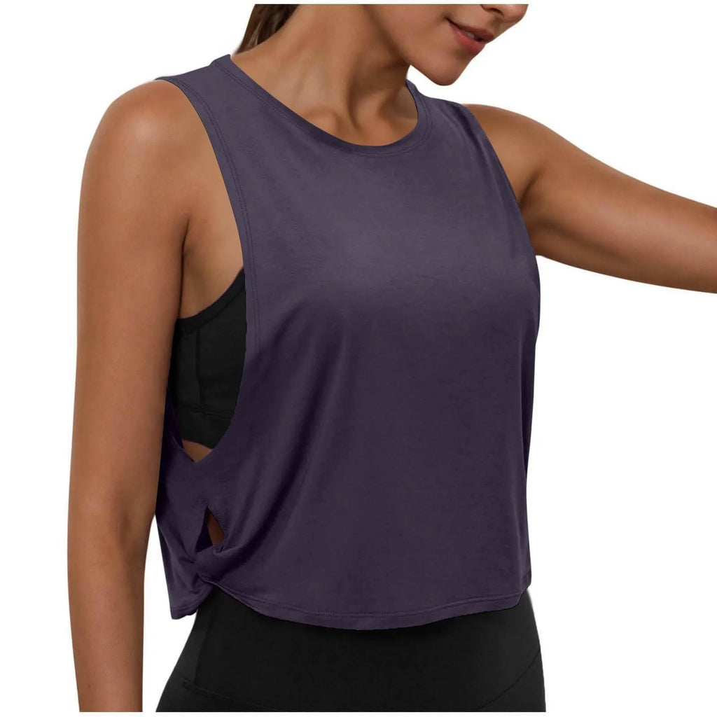 Women’s Sleeveless Yoga Top Breathable Workout Tank Crop Top Athletic Running Vest