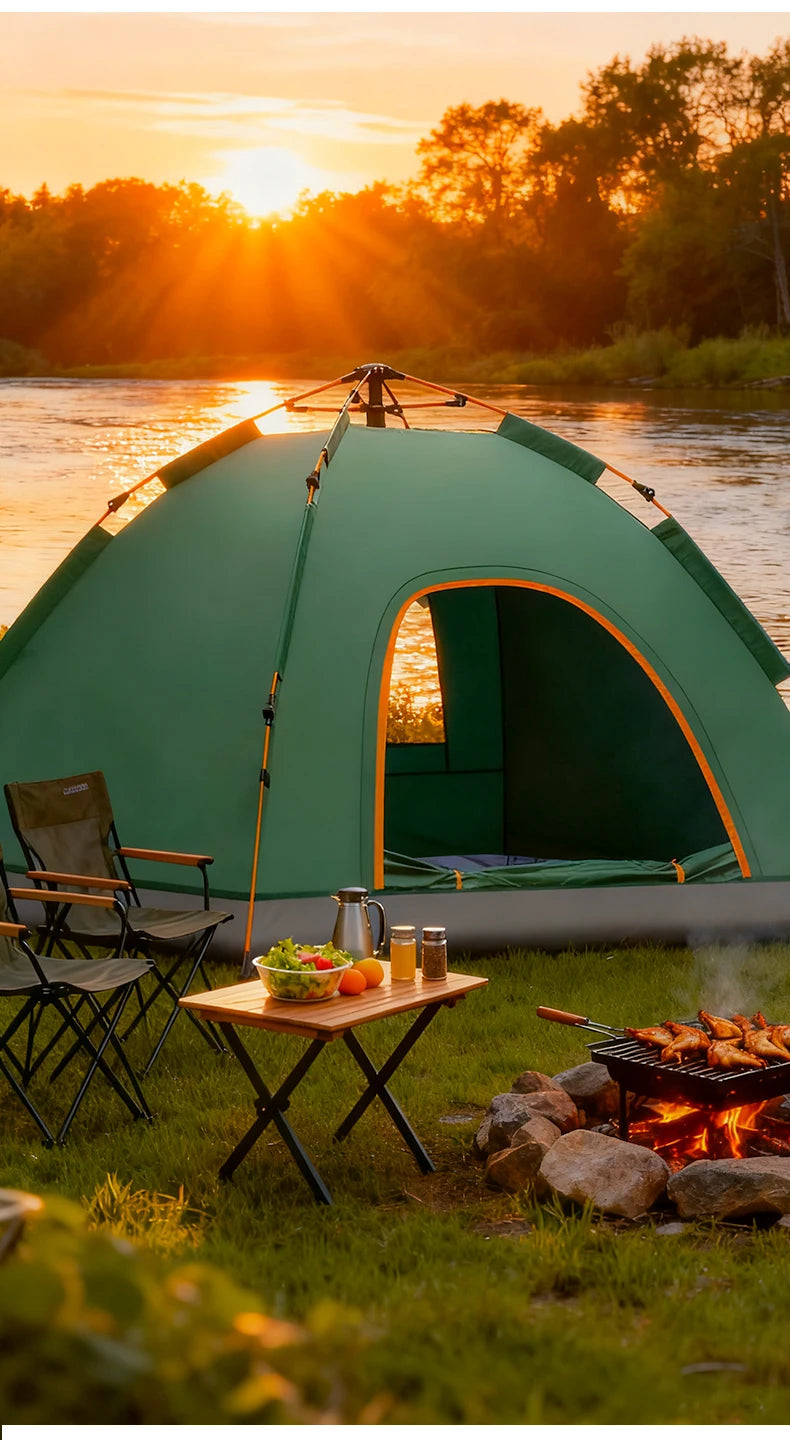 Outdoor Camping Tent Fully Automatic Quick Setup Foldable Double Layer For Overnight Stay