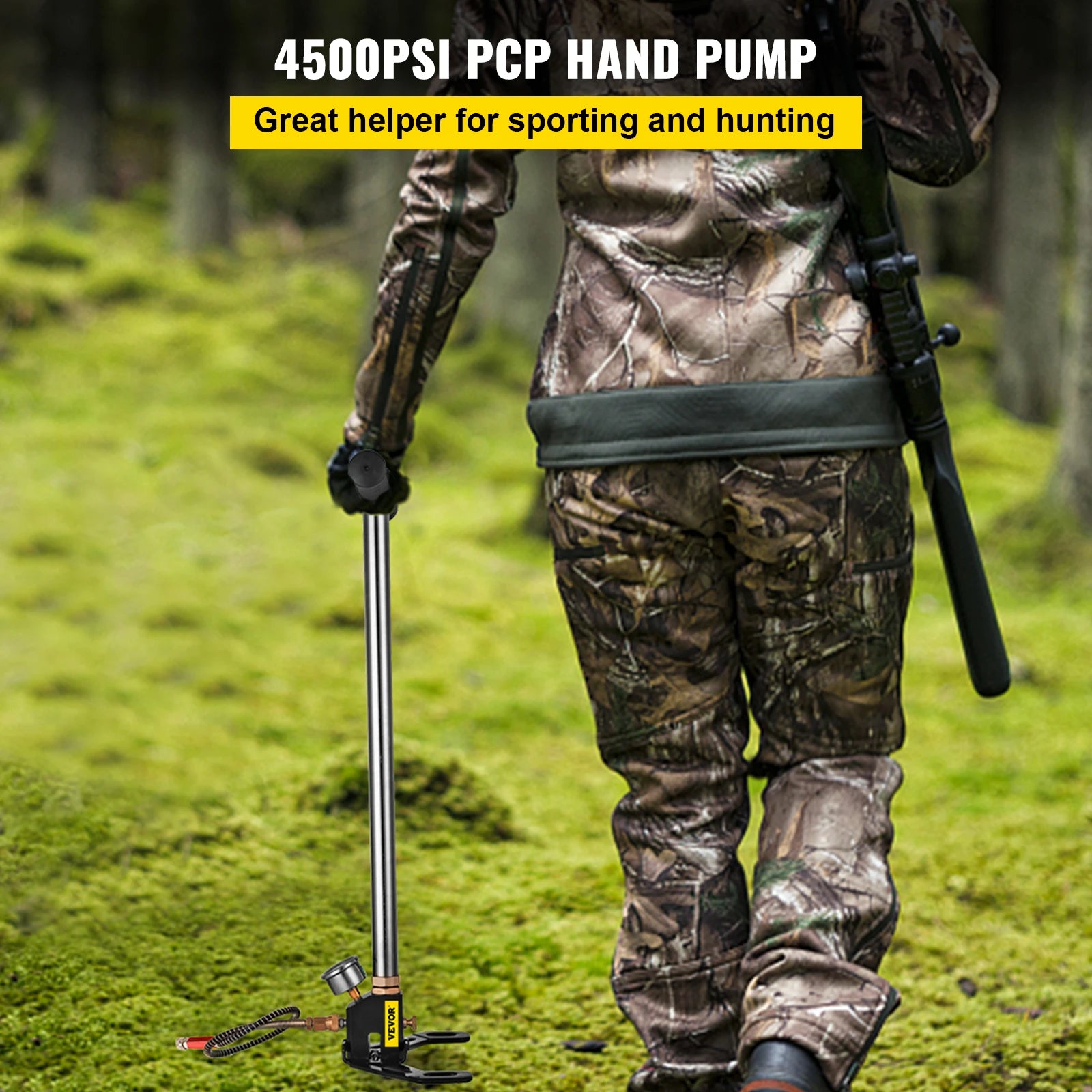 VEVOR 3 Stage PCP Pump + Pressure Gauge 4500PSI Tire Kayak Ball Inflatable Air Gun Filling Stirrup High Pressure Hand Pump - trendingshoping.com