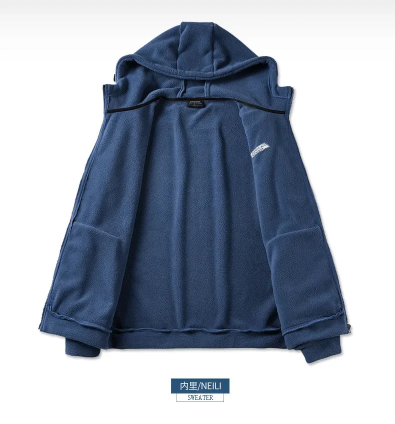 Men’s Heavyweight Fleece Hoodie Thick Lined Full Zip Outdoor Warm Jacket for Winter Unisex