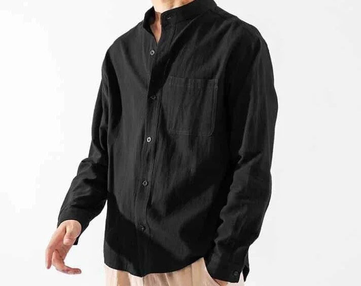 Men's White Linen Shirt with Pocket – Elegant Casual Fashion Shirt, 2025 New Arrival Social Tops