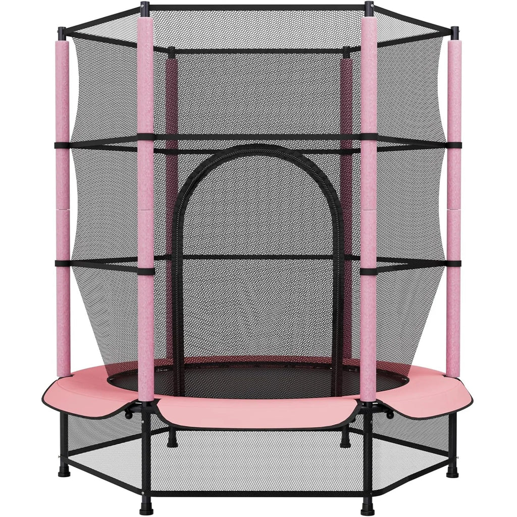 Trampoline for Children, Ø 140cm Mini Toddler Trampoline with Safety Net,Built-in Zipper, Round Trampoline Indoor and Outdoor - trendingshoping.com