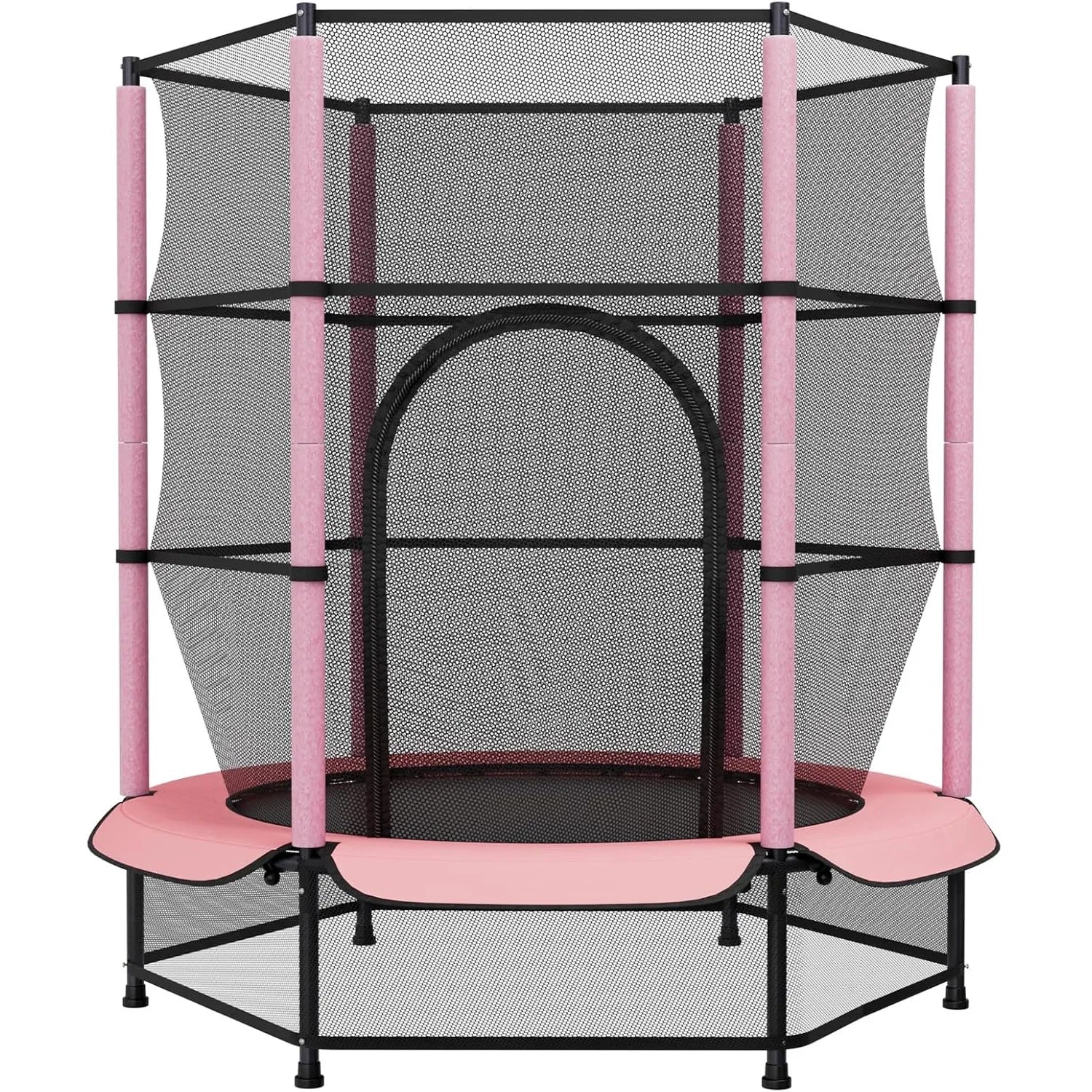 Trampoline for Children, Ø 140cm Mini Toddler Trampoline with Safety Net,Built-in Zipper, Round Trampoline Indoor and Outdoor - trendingshoping.com