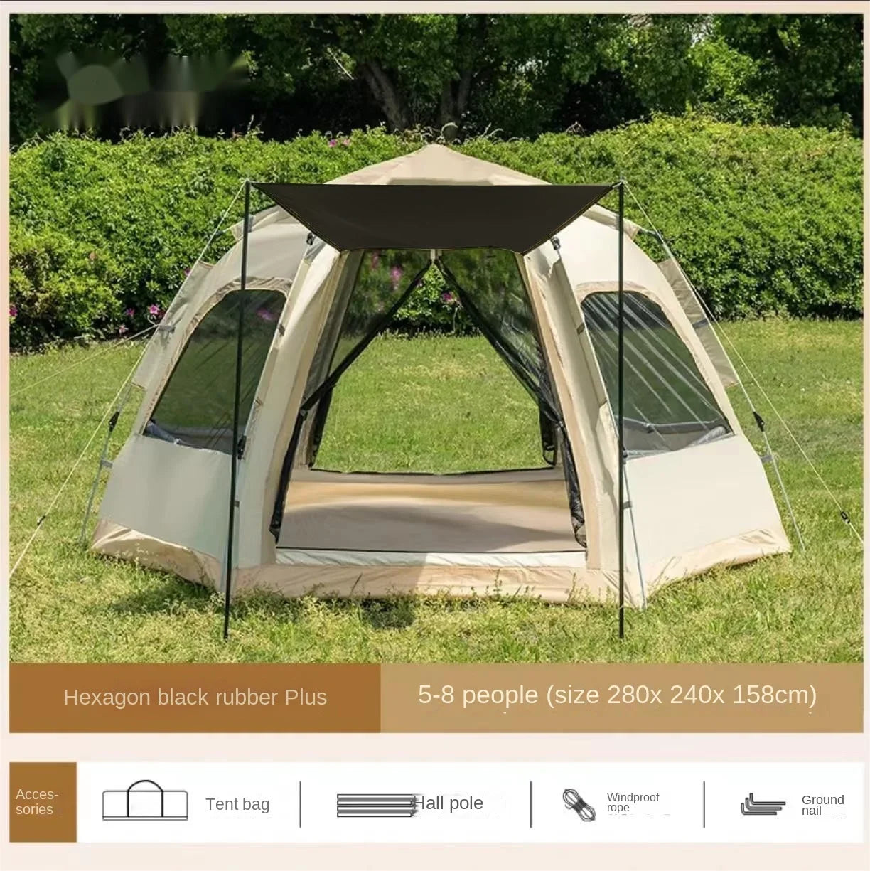 Outdoor Camping Fully Automatic Tent For Travel Beach Use 3 To 4 Person Party Tent