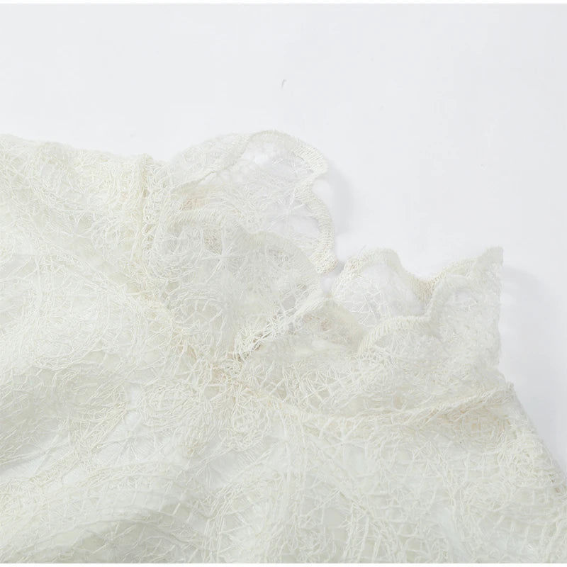 Women’s White Lace Flare Sleeve Top & Mini Skirt Set