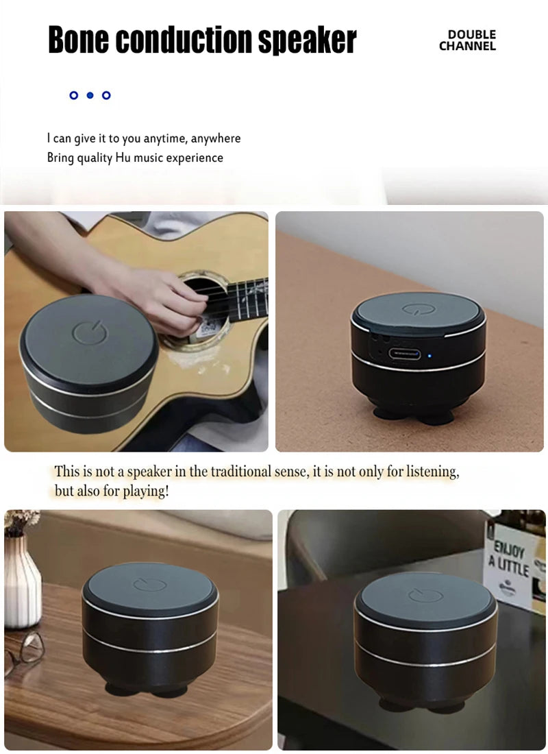 Bone conduction wireless speaker - sucker mount, TWS hi-fi sound enhanced bass, wearable loop, resonance features dynamic audio