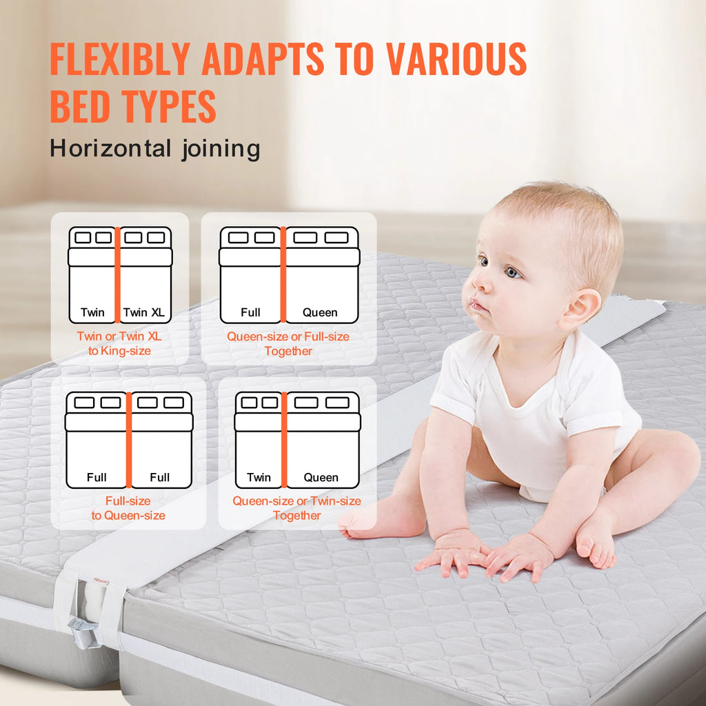 SucceBuy Bed Bridge Mattress Connector for Adjustable Bed Mattress Gap Filler with Heavy Duty Metal Buckle Strap 25D Memory Foam - trendingshoping.com