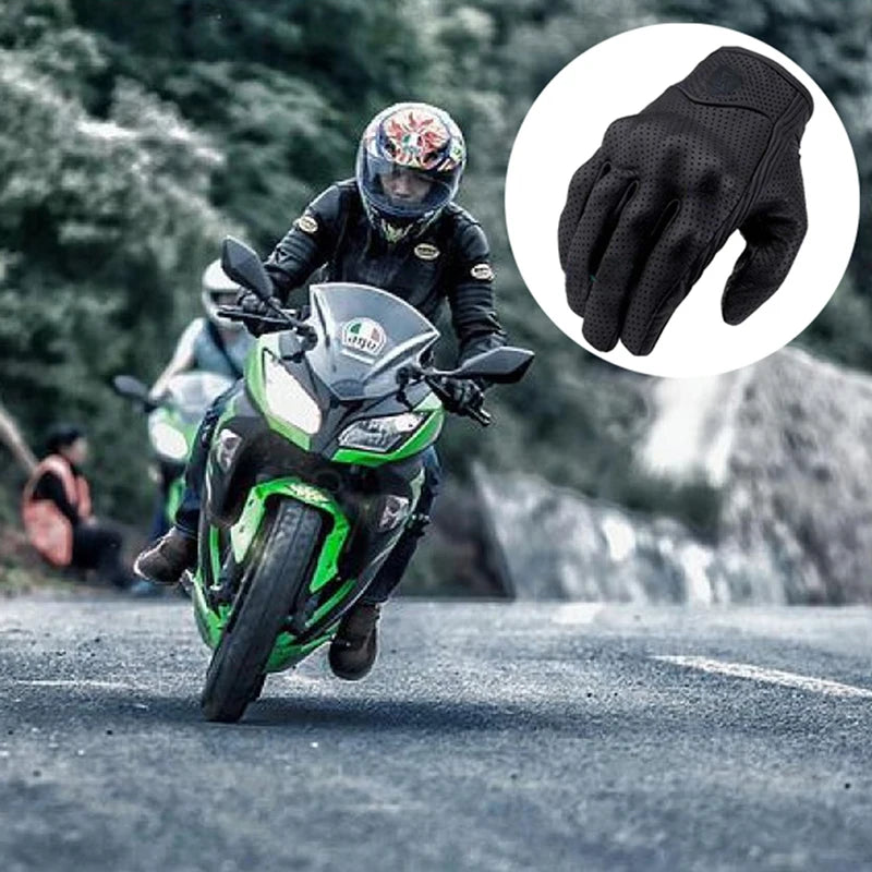 Motorcycle Gloves black Racing Genuine Leather Motorbike white Road Racing Team Glove men summer winter