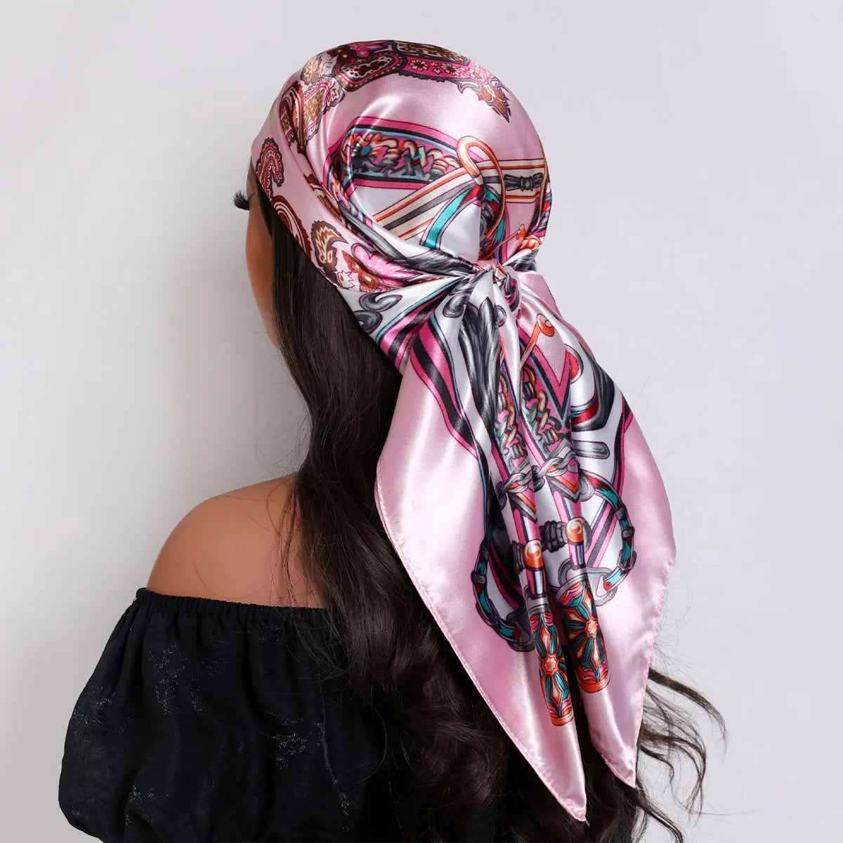 2025 Hair Scarf Women Luxury Brand Square Silk Foulard Satin Bandana Summer Soft Neckerchief Hijab Head Scarves For Ladies