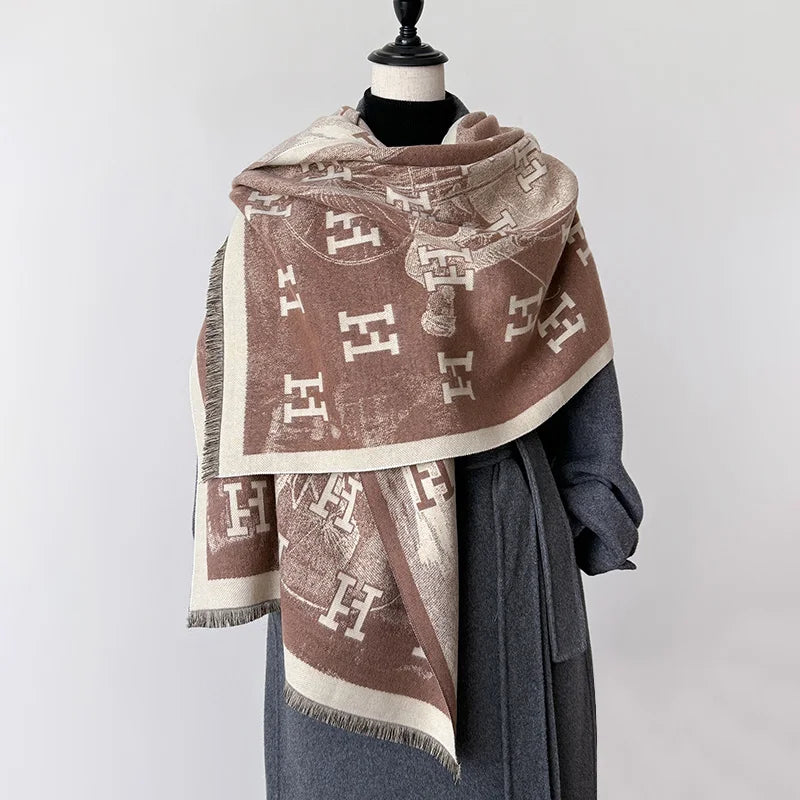 2025 New Women Fashion Brand Letter Scarf Luxury Autumn Winter Warm Shawls Print Scarve Pashmina Mujer Femme Foulard Bufanda