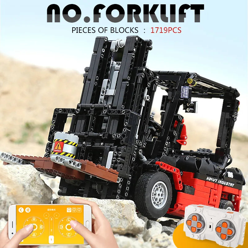 MOULD KING 13106 Technical Car Toys The MOC-3681 APP&RC Custom Forklift Truck Model Building Blocks Bricks Kids Christmas Gift - trendingshoping.com