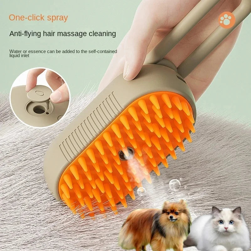 Electric Spray Pet Brush 3 In 1 Dog Cat Grooming Massage Brush For Removing Loose Hair