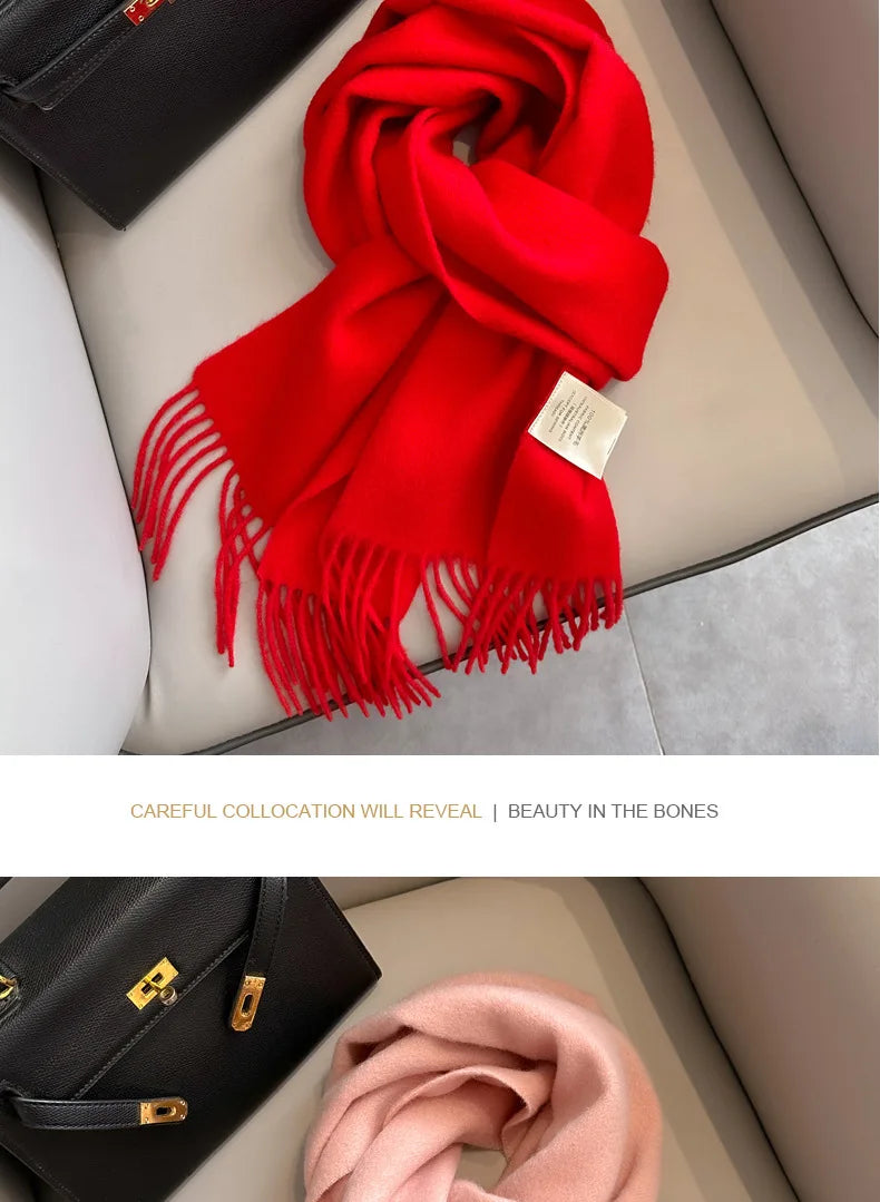 Winter Narrow Scarf 28 Color 100% Wool Scarf Hot Selling Solid Color Scarf Men's and Women's Universal Warm and Cold proof Scarf - trendingshoping.com