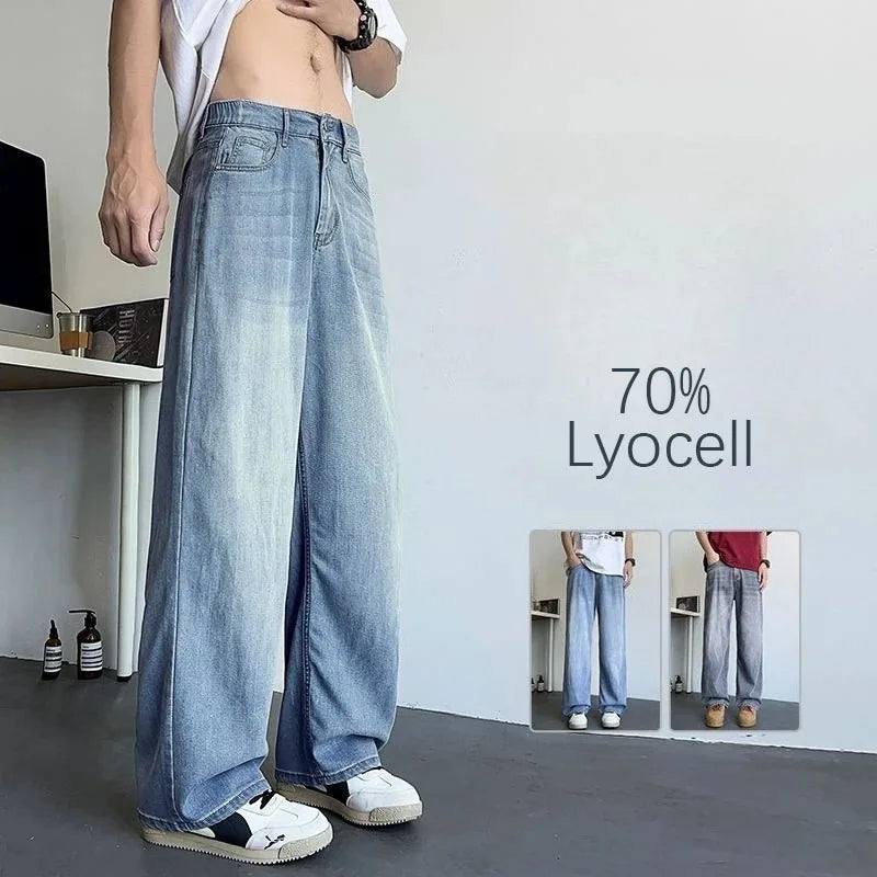 Mens Large Denim Jeans Baggy Fit Trousers for Men