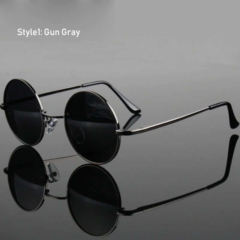 Retro Round Polarized Sunglasses Men Women Alloy Metal Frame UV400
