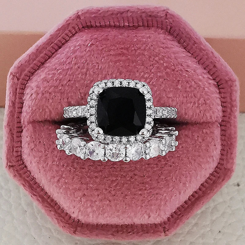 2025 Trend New Rose Gold Color silver color bride Engagement Wedding Ring Set of for Women Christmas Gift Dating Jewelry R4955 - trendingshoping.com