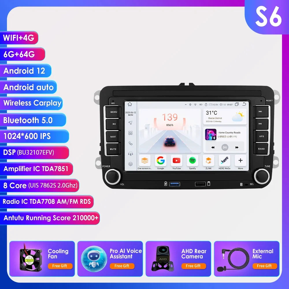 Android 13 Car Radio for VW POLO GOLF 5 6 Plus PASSAT B6 JETTA TIGUAN TOURAN SHARAN SCIROCCO CADDY Seat Carplay Audio Stereo GPS - trendingshoping.com