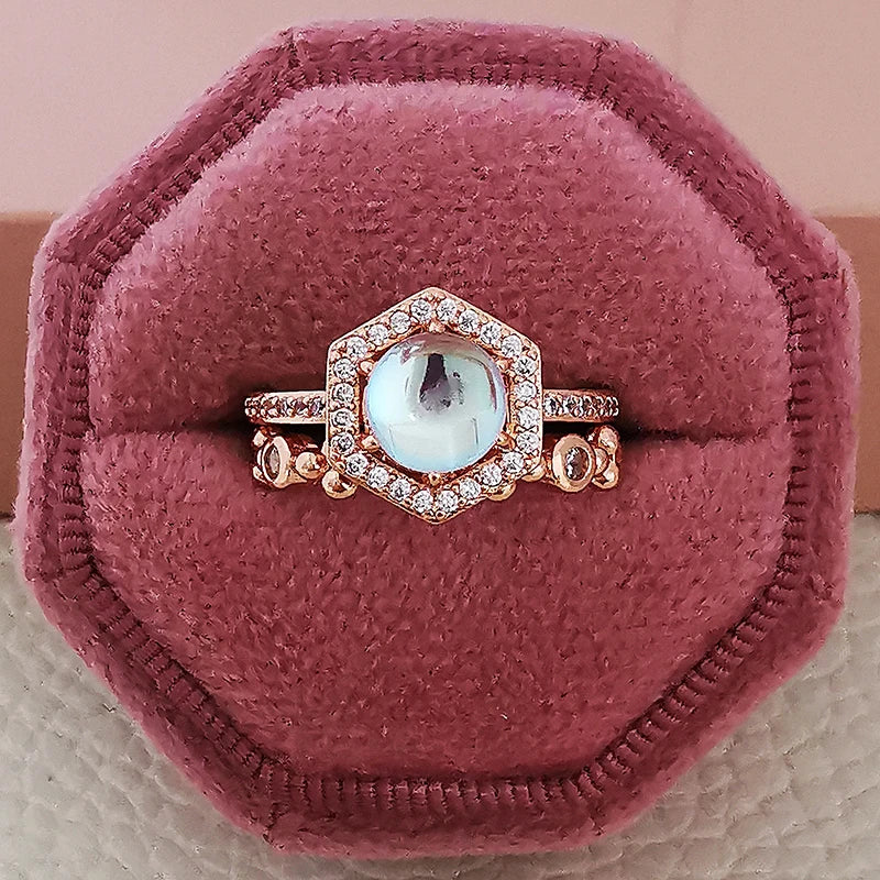 2025 Trend New Rose Gold Color silver color bride Engagement Wedding Ring Set of for Women Christmas Gift Dating Jewelry R4955 - trendingshoping.com