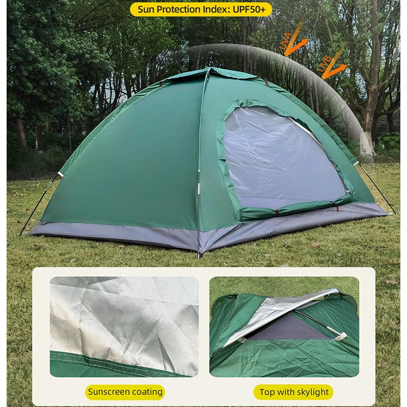Outdoor Camping Tent Portable Hand Built Windproof Rain Sun Protection Hiking Tent For Couples And Children Double Bed Use