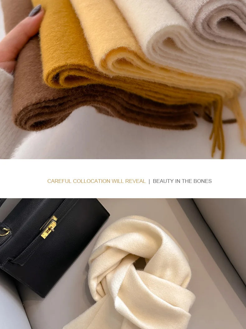 Winter Narrow Scarf 28 Color 100% Wool Scarf Hot Selling Solid Color Scarf Men's and Women's Universal Warm and Cold proof Scarf - trendingshoping.com