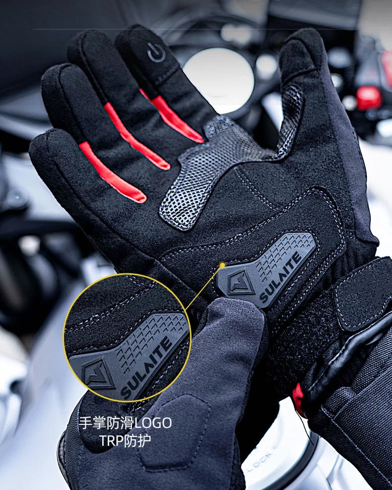 Waterproof Winter Motorcycle Gloves Genuine Goatskin Leather Warm Touch Screen