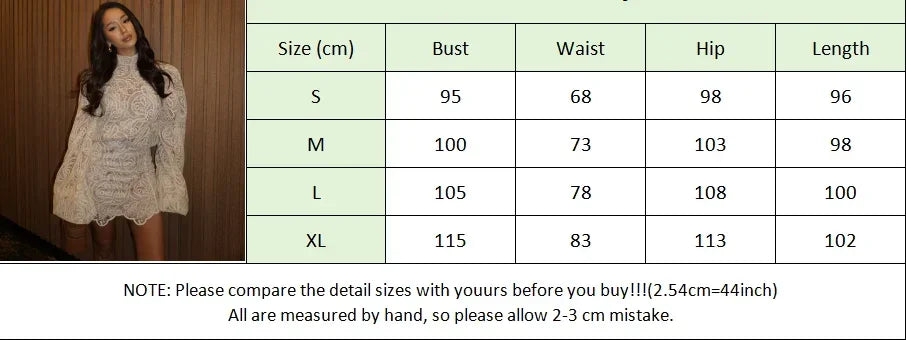 Women’s White Lace Flare Sleeve Top & Mini Skirt Set