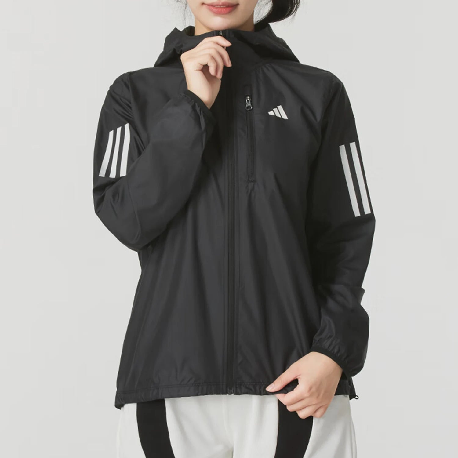 Own The Run Lightweight Women's Hooded Windbreaker - Reflective Performance Running Jacket IN1576 - Weather-Resistant Woven Outerwear