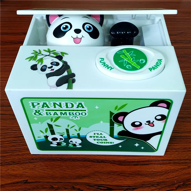 Panda Coin Box Kids Money Bank Automated Cat Thief Money Boxes Toy Gift for Children Coin Piggy Money Saving Box Christmas gift - trendingshoping.com