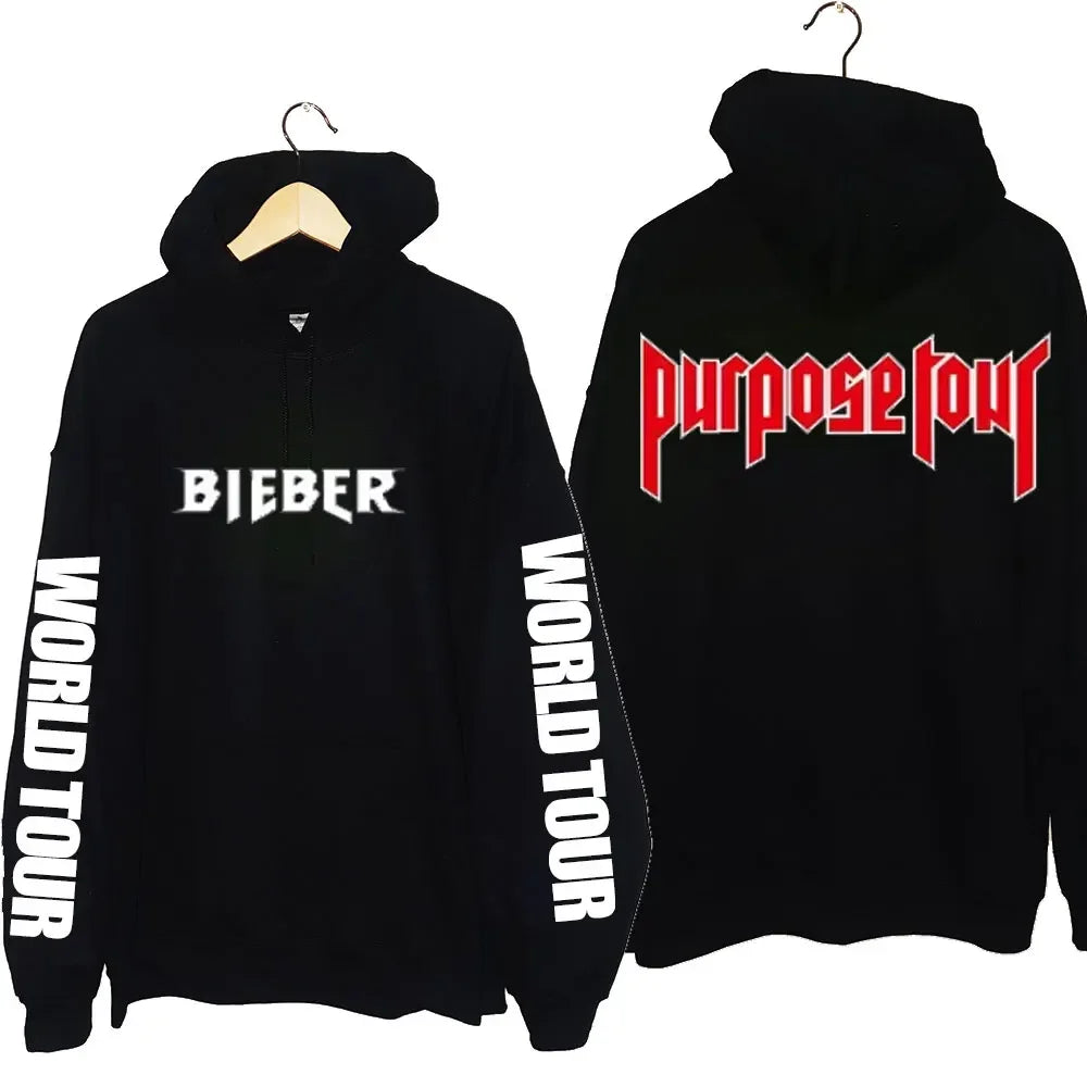 HoodiMen's & Women's Hoodie – Justin Bieber Purpose Tour Print, Hip Hop Streetwear Fleece Pullover, Warm Fashion Hoodye Sweatshirt
