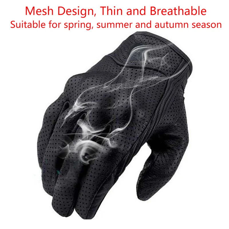 Motorcycle Gloves black Racing Genuine Leather Motorbike white Road Racing Team Glove men summer winter