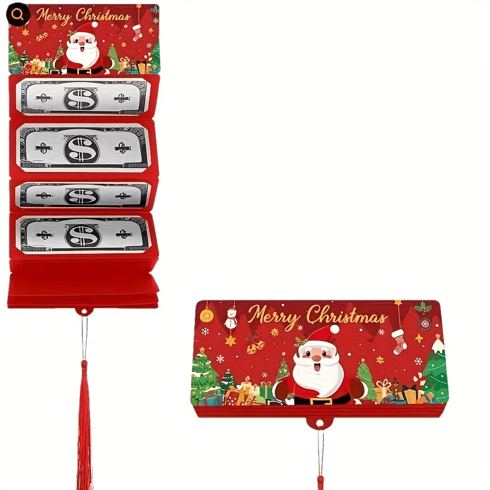 10-Slot Christmas Money and Gift Card Holder - Santa Holiday Design with Snowflakes-Perfect for Christmas Birthdays Thanksgiving