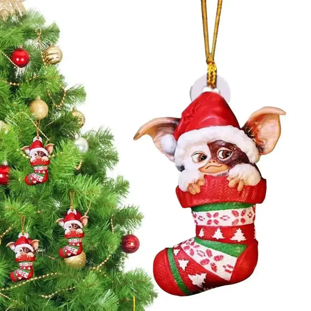 Xmas Gremlins Santa Hat Socks Dog Honeycomb Ball Christmas Tree Pendant Christmas Party Decorations Children Christmas Gift - trendingshoping.com