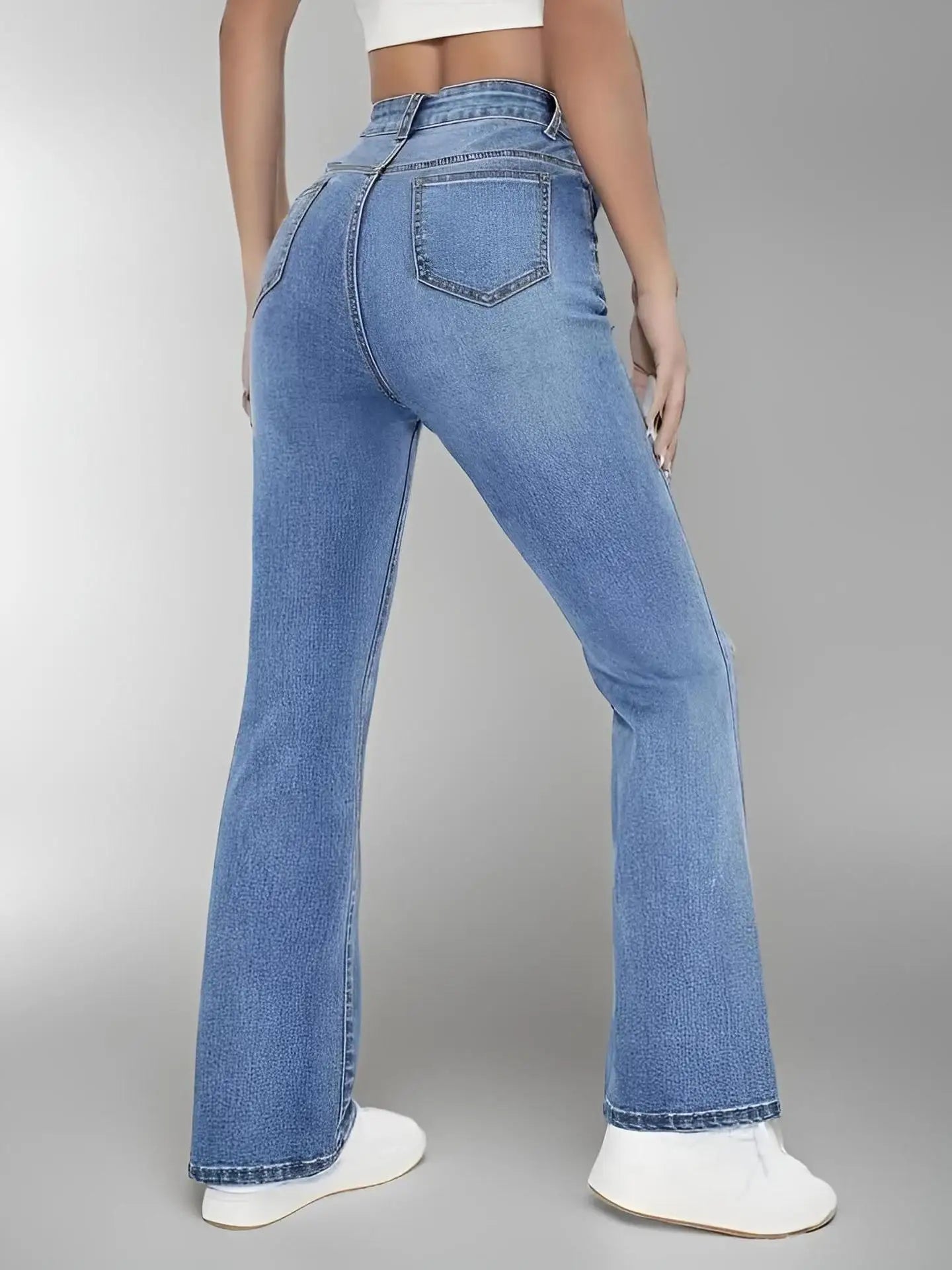 New Womens Hot Jeans Slimming European American Style Casual Versatile High Waist Washed Denim