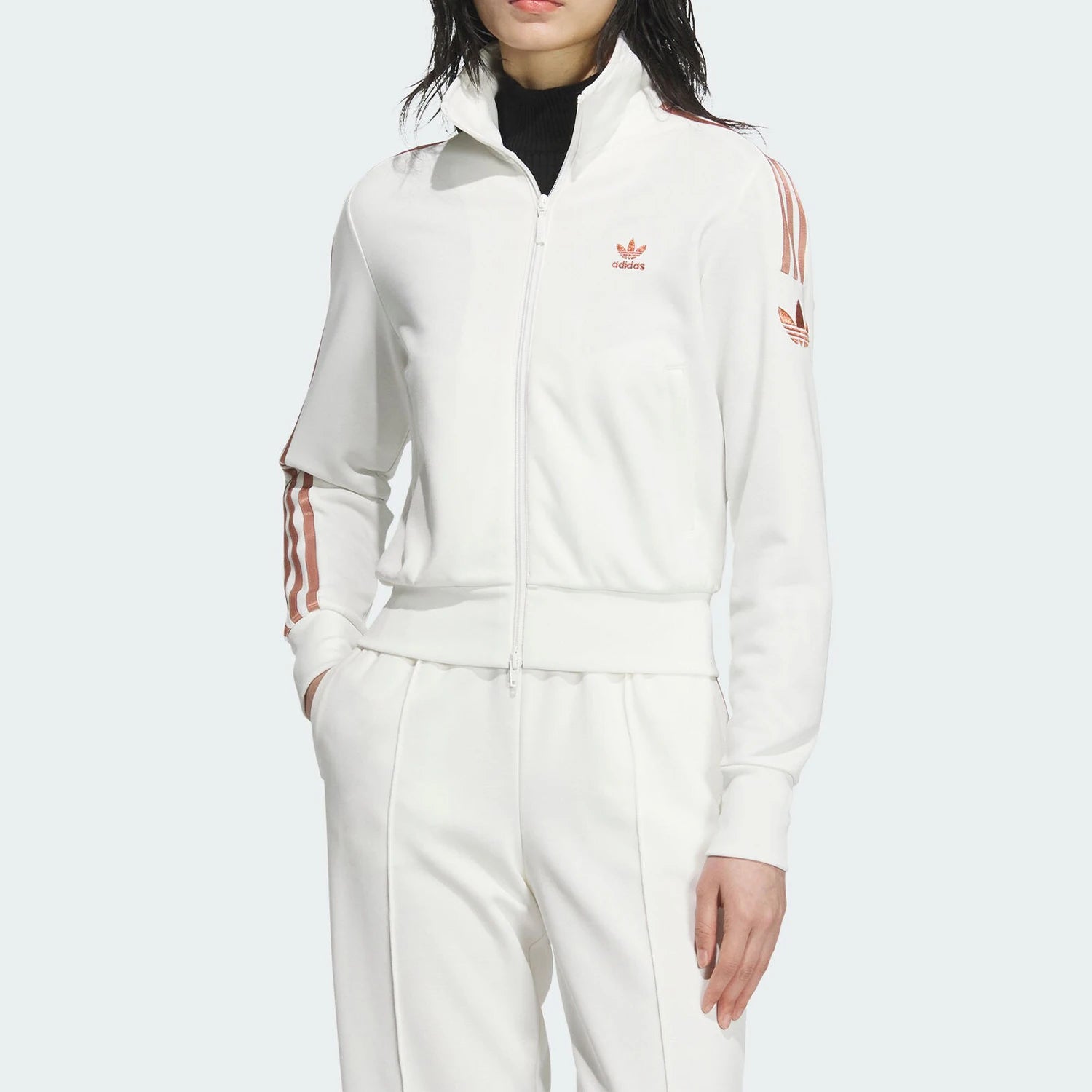 Premium Retro Sportswear Women's Fashion Jacket - Vintage Casual Stand Collar Outerwear - High-End Striped Sleeve Windbreaker JI7538