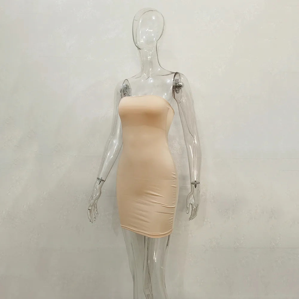 Women Off Shoulder Strapless Bodycon Mini Dress