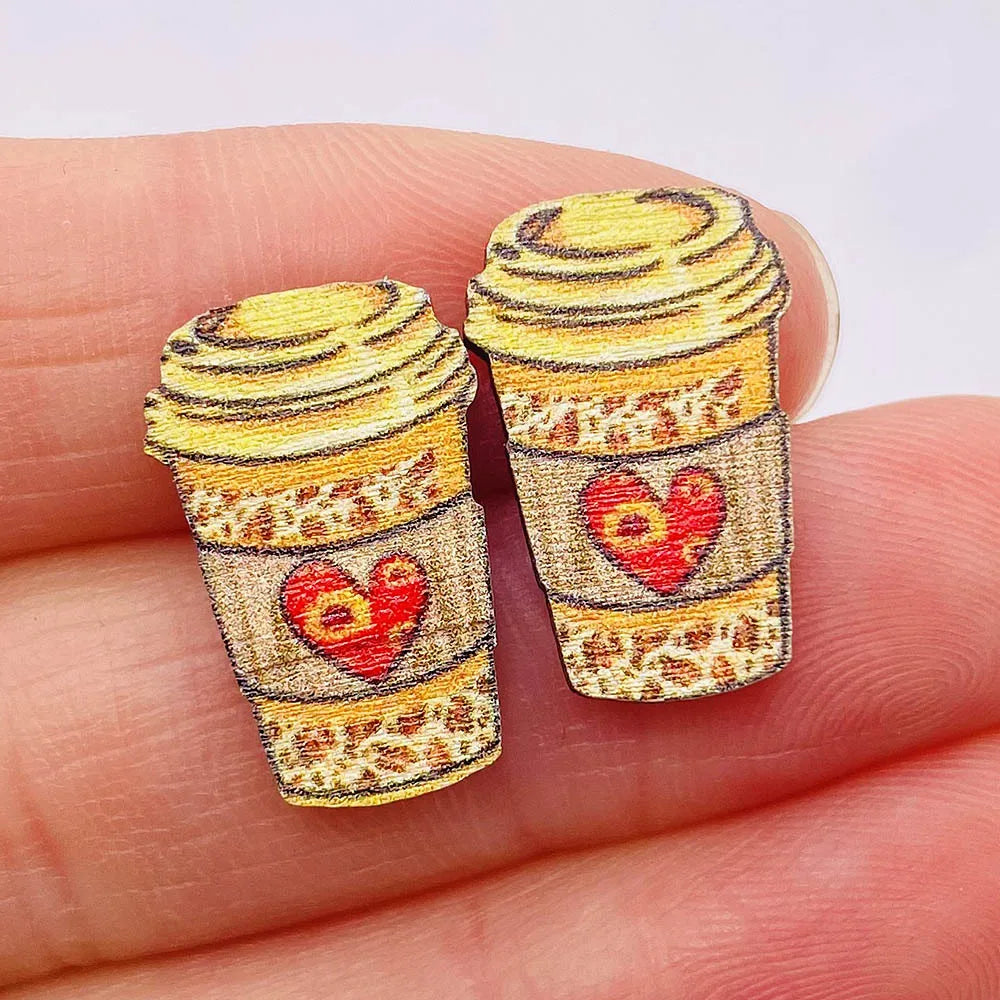 New Autumn Thanksgiving Ear Studs Maple Leaf  Pumpkin Turkey Sunflowe Dwarf Wooden Earrings Jewelry Thanksgiving Festival Gift