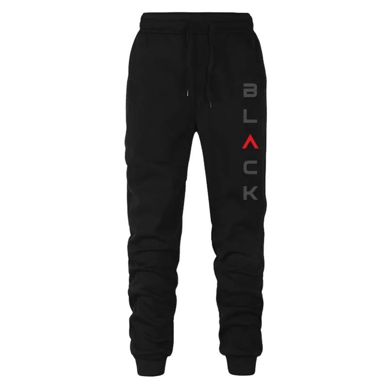 Men’s Tracksuit Set 2025 Black – Zipper Hoodie Jacket, Letter Print Jogger Sweatpants, Autumn Winter Casual Wear