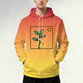 Men's hooded sweatshirt with drawstring pockets, sporty and stylish design with leaf pattern.