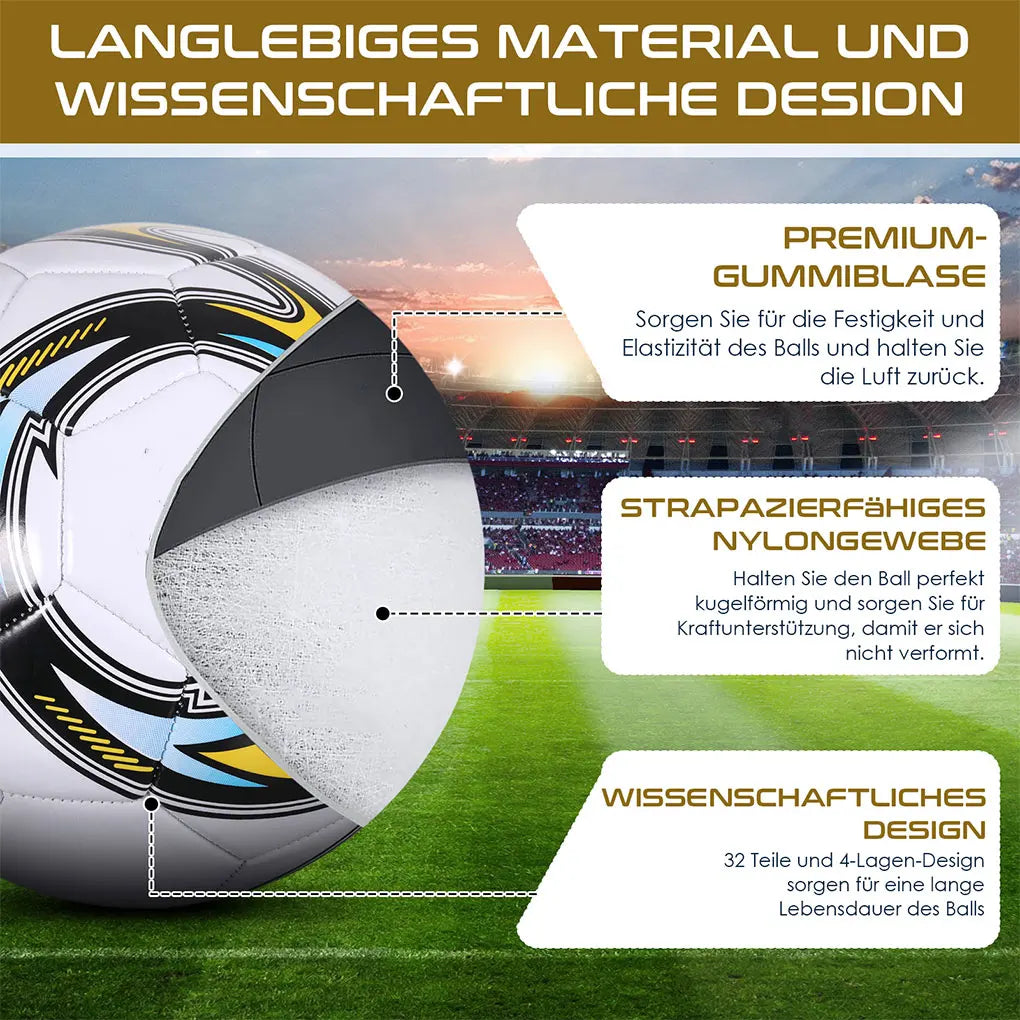 Official Size 5 Training Soccer Ball - Durable Machine-Stitched PVC Football