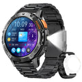 AMOLED Smart Watch for Men – Waterproof Sports Fitness Tracker with Flashlight & Bluetooth Call + Box