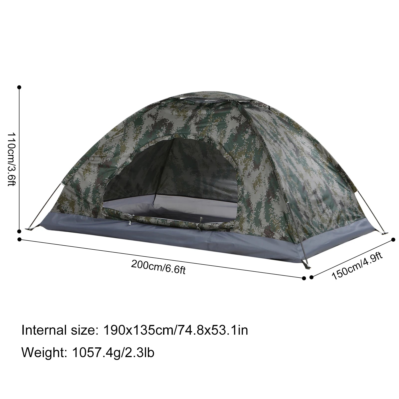Tomshoo Ultralight Camping Tent For 1 To 2 Person Single Layer Portable Hiking Tent With Anti UV UPF 30 For Outdoor Beach Fishing