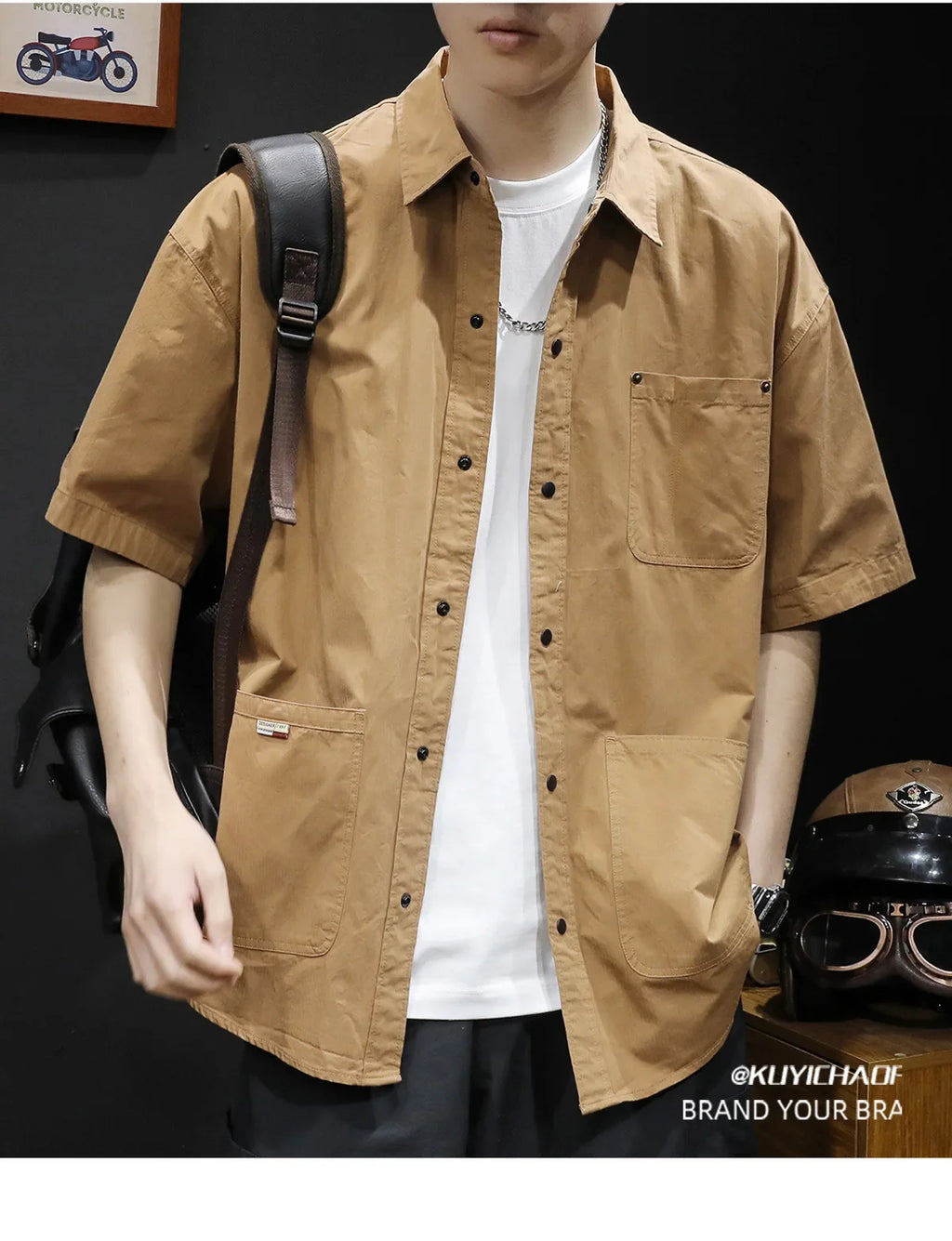 T-shirt Short-sleeved Shirt Men's Trendy Brand Trendy Shirt Summer Casual Work Clothes Loose Summer Trendy