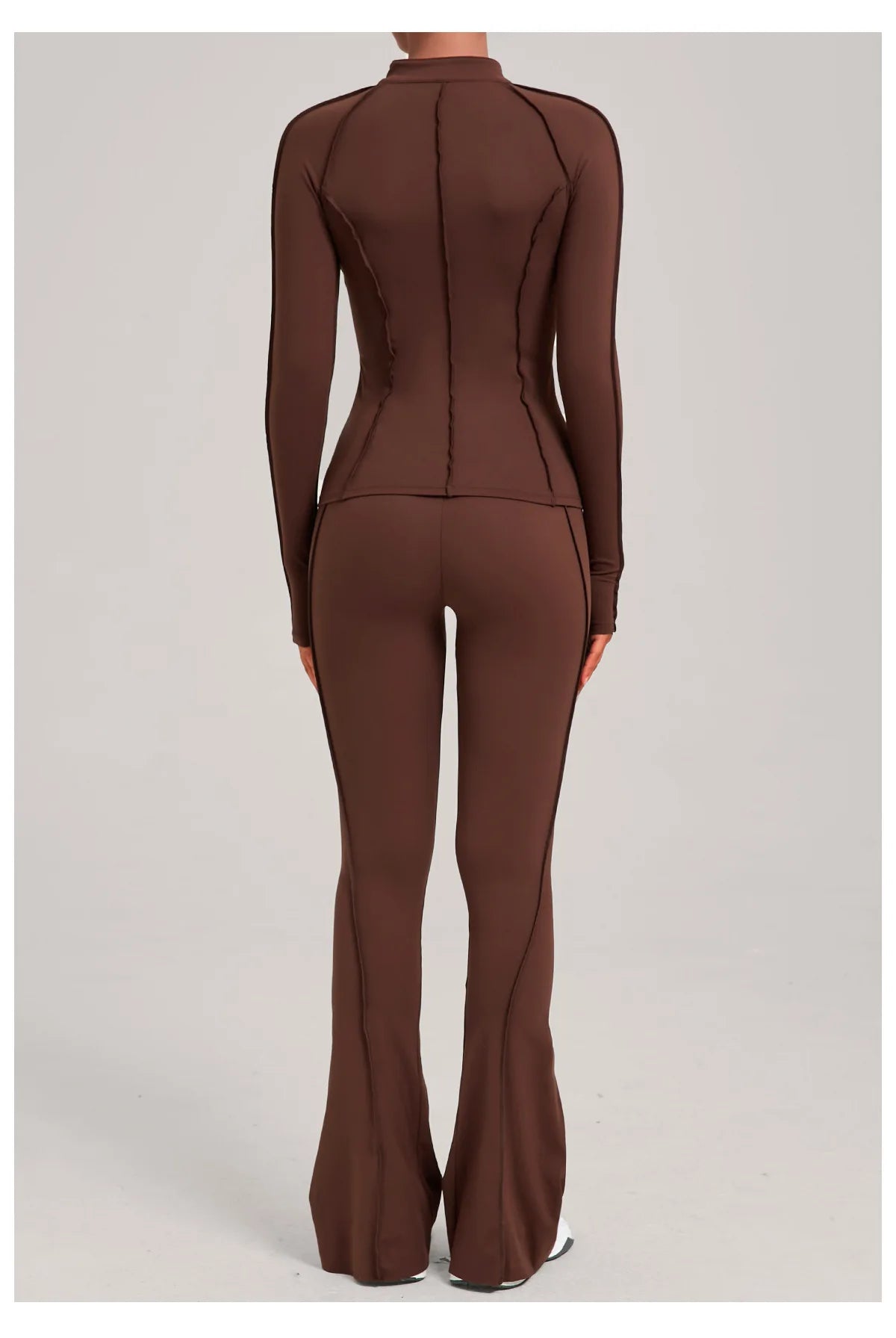 Women’s 2-Piece Zipper Gym Set - Long Sleeve Tracksuit & High-Waist Yoga Pants