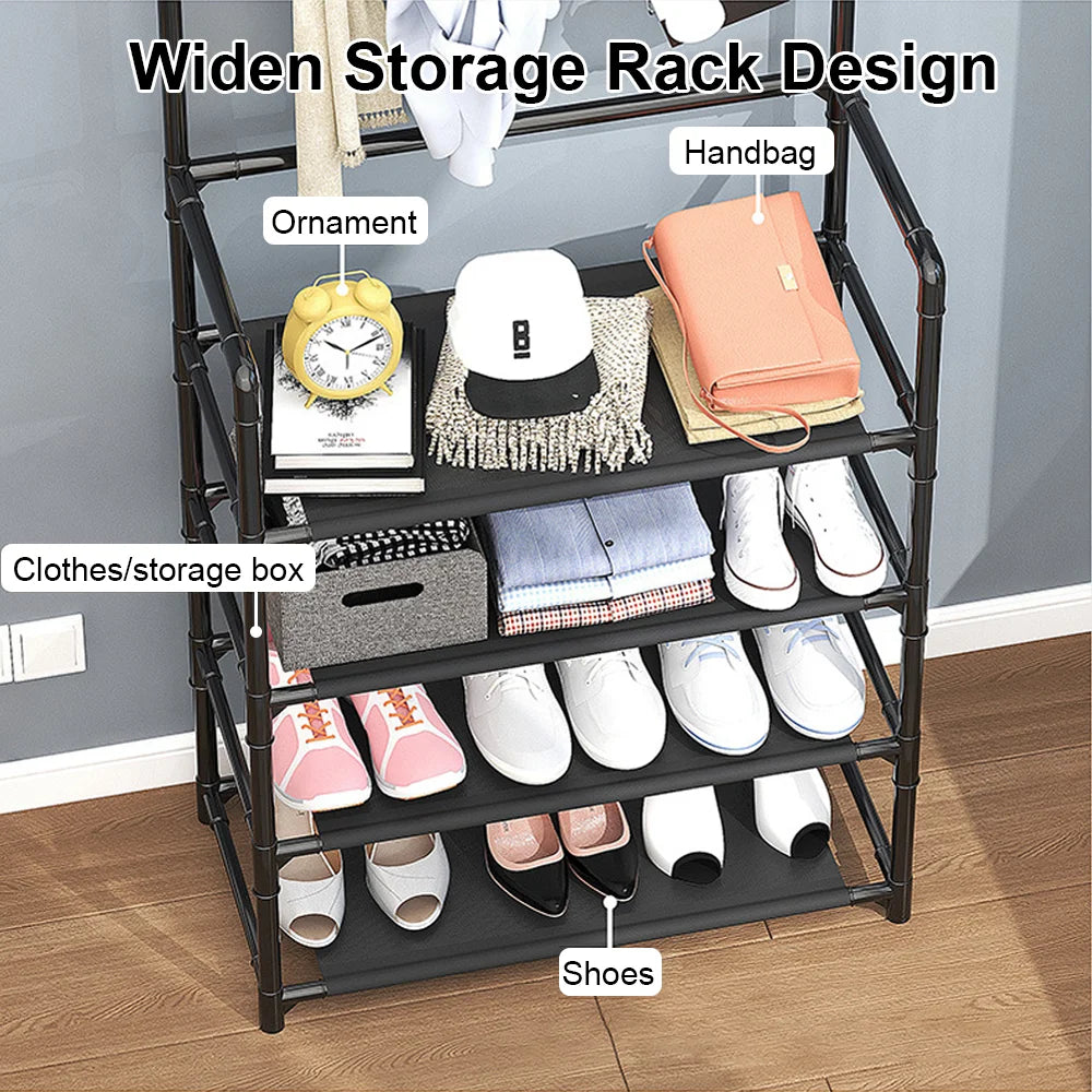 Shoe Hat Rack Clothes Hanger Multi-Layer Shoe Rack Doorway Organizer Floor-Standing Storage Rack
